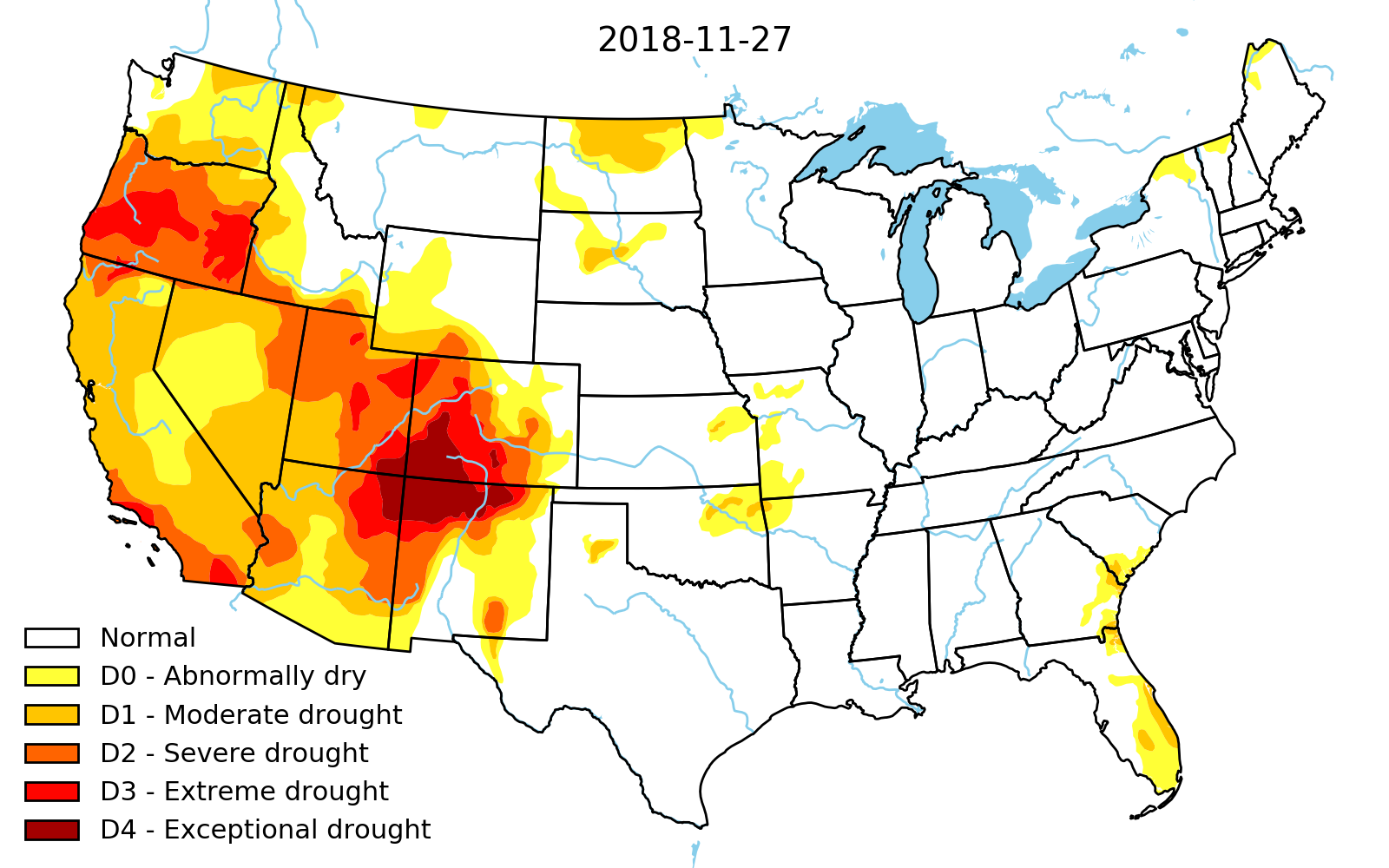 latest US drought condition map